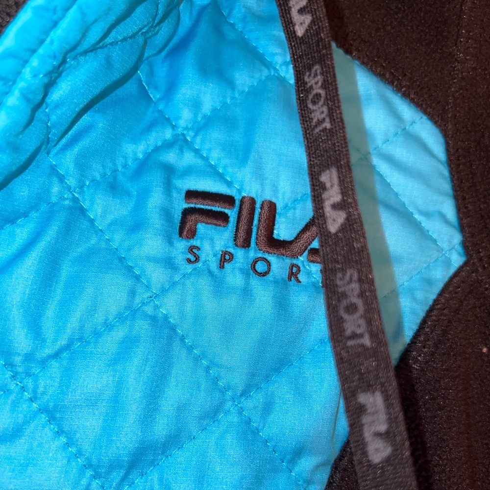 FILA SPORT Women’s Run Swift Quilted Fleece Lined Hooded Jacket Size XS Blue BLK - Picture 2 of 4